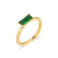 Y2k 18K gold plated stainless steel open ring with green rectangular zircon stone - Emerald Cut Zircon Open Ring - Gold - Green