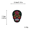 Sugar skull iron-on patch with red rose and yellow flower eyes for DIY clothes - 10650-Black Rose Skull