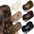 Heart-shaped leopard claw clips set in 6 assorted colors and model wearing display - 4 Matte Heart + 2 Leopard Set
