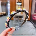 Girl's black headband with colorful gradient sunflower hair clips, 11.3cm diameter - Six-color Flower