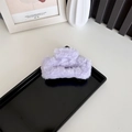 Minimalist light purple plush hair claw clip for women in soft faux fur material - Medium Light Purple (approx. 10cm)