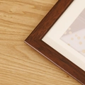 Dark coffee wood grain picture frame with 45-degree corner joints and white mat insert - Deep Walnut