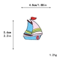 Colorful pirate sailing ship embroidered patch with size measurements on white background - GZ-2521