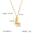Detailed size specifications for a gold bubble letter L stainless steel necklace - Letter L (HC-N40051-L)