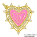 Macro detail of a pink enamel heart pendant with cubic zirconia inlay and gold plating - Pink Heart Diamond Halo