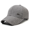 Gorra de béisbol gris jaspeado para hombre con placa de metal y textura de sarga - Ajustable / Gris claro