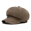 Gorra clásica newsboy marrón oscuro con costuras geométricas y acabado de textura mate - M (56-58cm) / Café