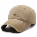 Classic washed khaki cotton baseball cap with a vintage distressed finish for a retro look - Deep Beige