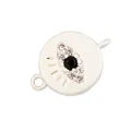 Silver Evil Eye micro-pave disc connector with crystal accents for DIY jewelry making - White Gold L370867-W Gold