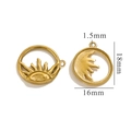 Golden stainless steel sun and moon round charms in 18mm size for DIY necklaces - DD-Gold Sun Moon Combination