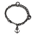 Pulsera de cadena con ancla vintage para hombre en acabado plata antigua - Negro