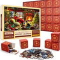 Calendrier de l'Avent puzzle de 1008 pièces avec 24 petites boîtes festives rouges - Style sd31 (70x50cm)