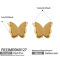 Vista detallada de pendientes de mariposa mate en oro de 18k con medidas de 1,2 cm - Dorado