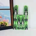 Ethnic knit tote bag featuring green Adras geometric patterns and durable handles - Green