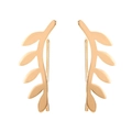 Elegant gold leaf ear crawlers with polished metal finish and five-leaf design - Gold (4316)