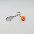 Tennis racket keychain with orange felt ball and silver metal frame for sports lovers - 4.8cm*3.8cm / Metal Tennis Keychain Orange