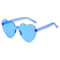 Blue heart-shaped rimless sunglasses with transparent jelly frame and matching temples - Blue