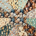 Puppy themed 6x6 inch scrapbook paper pad with 12 dog patterns on 160gsm cardstock - R2331a 24 Sheets