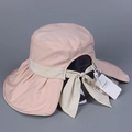 Detail of the pink sun hat featuring a split back design and an elegant ribbon bow tie - M (56-58cm) / Pink