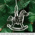 Transparent acrylic nutcracker soldier on rocking horse Christmas tree ornament, 6 pieces - Nutcracker Soldier Horse Pendant