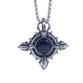 Punk style stainless steel vajra pendant with dark blue sandstone inlay on silver chain - Pendant With Chain