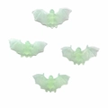 Set of four 4cm realistic plastic bats in glow-in-the-dark green for Halloween decor - Luminous