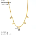 Detail van de 18k vergulde roestvrijstalen ketting met een druppelvormige zirkoon - Waterdruppel Zirconia Stijl (SN692G)