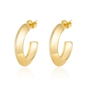 Polished 18K gold plated geometric C-shape hoop earrings with mirror finish - Domed C-Shape 5.0*20MM / Gold