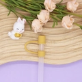 10mm reusable straw cover in vibrant yellow silicone with a secure attachment ring - 10mm Straw Cap (Without Straw) / Khaki