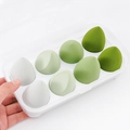 8-piece makeup sponge set with green gradient sponges in a clear storage case - 8 Pcs Boxed Puffs Green Series