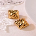Polished gold croissant dome earrings for women featuring a French spiral design - Gold