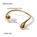 Gold stainless steel open cuff bracelet with waterdrop ends and 5.7cm inner diameter - JDB2312016-Streamlined Minimalist Bangle