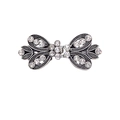 Bowknot cardigan clip in dark silver finish with sparkling rhinestones decoration - Bowknot Style-Antique Silver (With Clips)