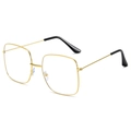 Classic gold square metal oversized glasses with thin frame and black temple tips - Metal Large Square Frame / Gold
