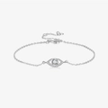 Elegante bracciale occhio portafortuna in argento s925 con zirconi e catena regolabile - Platino