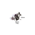 Detailed size view of a witch on broomstick enamel pin with rose and silver metal lines - Witch Riding Broom