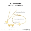 Detailed size specifications for 18K gold-plated stainless steel heart jewelry set - 3-Piece Set (Necklace+Bracelet+Earrings) / Gold (KS221866-HR)
