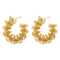 French vintage style gold plated C-shaped earrings with textured twisted wire design - C-Shape Twisted Line Style (VE1029) / Gold