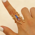 Bague araignée dorée sertie de pierres bleues pour un style gothique élégant - Style Forme d'Araignée / Or KC Strass Bleu (3818)