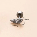 Silver stainless steel cartilage earring with micro-paved cubic zirconia butterfly design - Silver 9# (Wing)