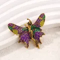 Art Nouveau butterfly brooch with purple enamel and golden goddess figure detail - Butterfly Goddess Style (YNCP6167) / Purple