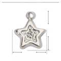 Macro shot of a stainless steel star pendant showing size dimensions 7mm by 8mm - Star (Small)