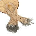 Beige wax cord necklace string with silver lobster clasp and extender chain bundle - Khaki