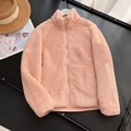 Damenjacke aus rosa Polarfleece mit Reißverschluss, Stehkragen und weicher Textur - S / Pfirsich