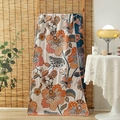 Bohemian floral printed cotton gauze bath towel with orange flowers and bird patterns - 75*150cm / Beaded Floral