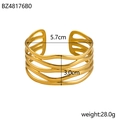 Detail showing gold hollow wavy bangle measurements with 5.7cm diameter and 3.0cm width - Gold Multilayer Wave Hollow Out (BZ48176B0) / Diameter 5.7cm x Width 3.0cm