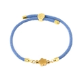 Blue braided rope bracelet with 18K gold plated titanium flower pendant and slider clasp - Sky Blue (Flower)