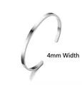 Polished 4mm wide C-shaped titanium steel open cuff bracelet with a minimalist finish - 4mm Width / Silver