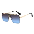 Gafas de sol cuadradas clásicas con lentes azules degradadas y montura metálica - Montura Dorada Degradado Gris Azul
