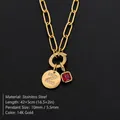 Collana in acciaio al titanio placcata oro 14K con lettera Z in strass e gemma rossa - Lettera Z / Oro